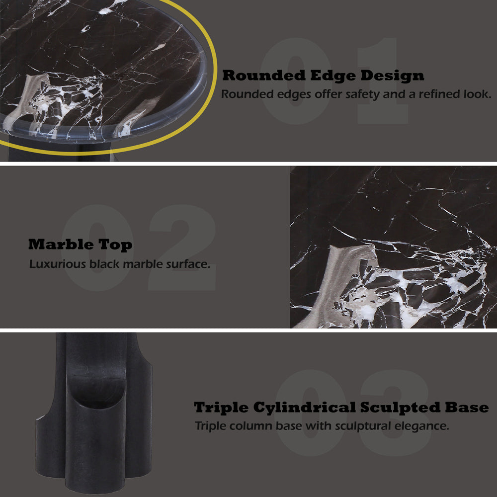 Kinton Natural Marble Top/ Black Mercana End Table
