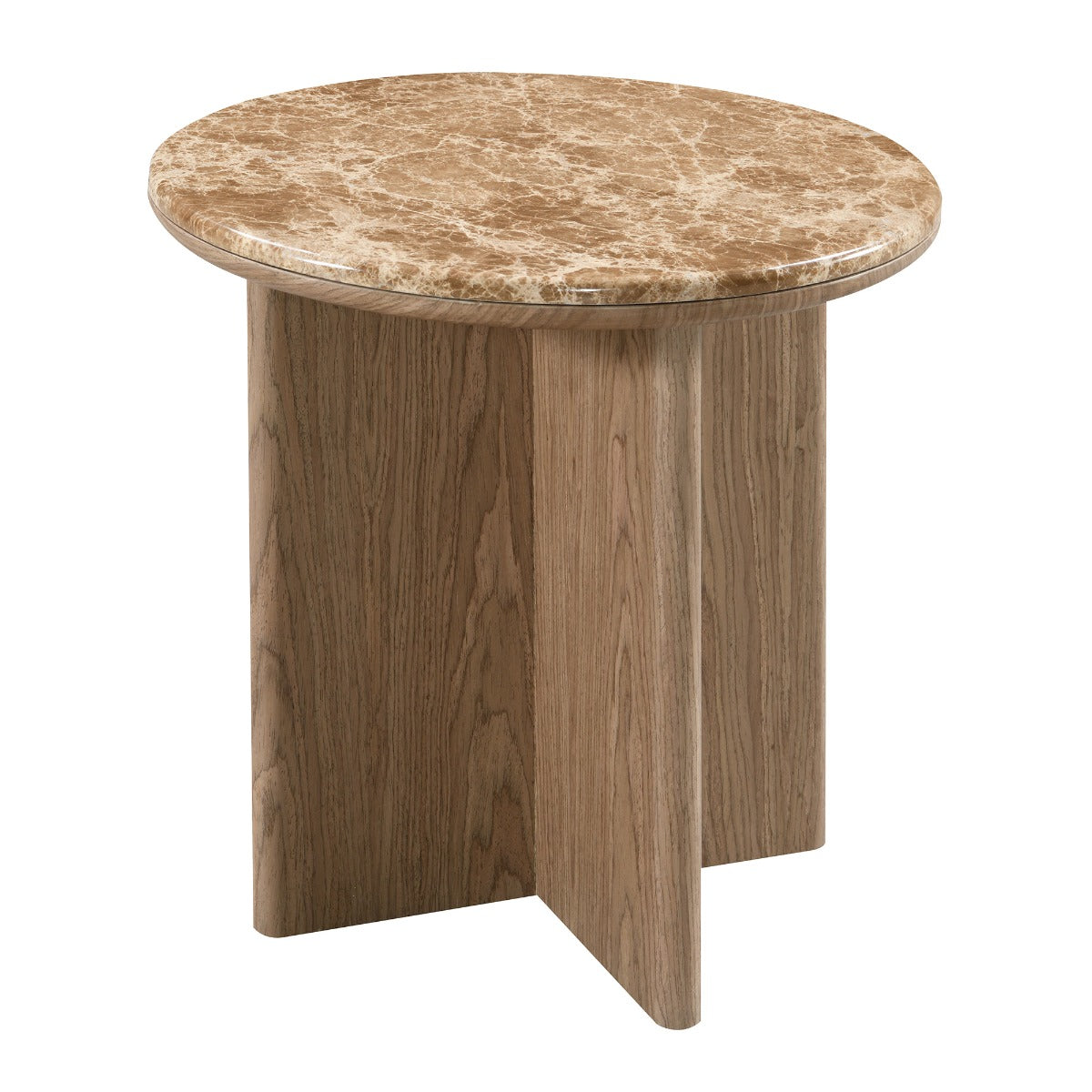 Markku Natural Marble/Oak End Table