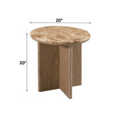 Markku Natural Marble/Oak End Table
