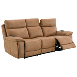 Chavis Brown Power Motion Sofa w/USB & Power Headrest