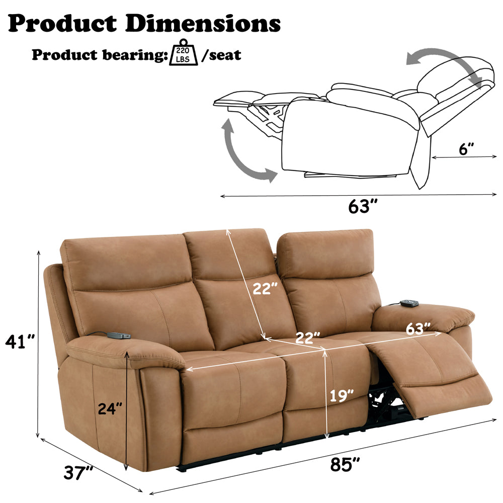 Chavis Brown Power Motion Sofa w/USB & Power Headrest