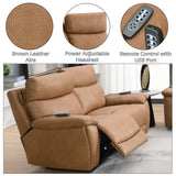 Chavis Brown Power Motion Loveseat w/USB & Power Headrest