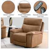 Chavis Brown Power Motion Recliner w/USB & Power Headrest