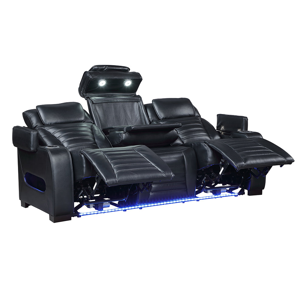 Ephron Black Power Motion Sofa w/ Dropdown Table