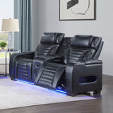Ephron Black Power Motion Loveseat w/ Console, Power Headrests, LED & Speakers