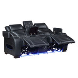 Ephron Black Power Motion Loveseat w/ Console, Power Headrests, LED & Speakers