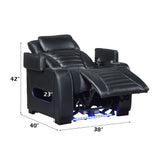 Ephron Black Power Motion Recliner W/Power Headrest & LED