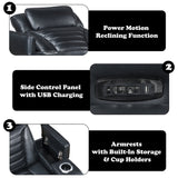 Ephron Black Power Motion Recliner W/Power Headrest & LED