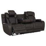 Wendell Dark Gray Microfiber Power Motion Sofa w/Dropdown Table