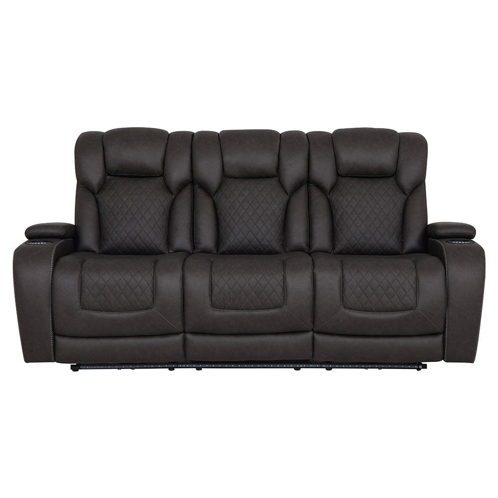 Wendell Dark Gray Microfiber Power Motion Sofa w/Dropdown Table