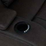 Wendell Dark Gray Microfiber Power Motion Sofa w/Dropdown Table