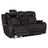 Wendell Dark Gray Microfiber Power Motion Loveseat w/Console