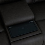 Wendell Dark Gray Microfiber Power Motion Loveseat w/Console