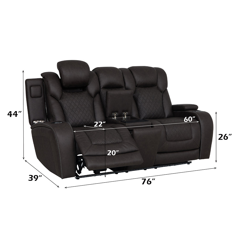 Wendell Dark Gray Microfiber Power Motion Loveseat w/Console