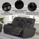 Wendell Dark Gray Microfiber Power Motion Loveseat w/Console