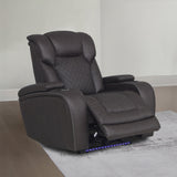 Wendell Dark Gray Microfiber Power Motion Recliner w/Storage,USB & LED