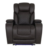 Wendell Dark Gray Microfiber Power Motion Recliner w/Storage,USB & LED