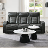 Taddeo Dark Gray Leatherette Power Motion Sofa w/Dropdown Table