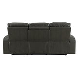 Taddeo Dark Gray Leatherette Power Motion Sofa w/Dropdown Table