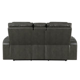 Taddeo Dark Gray Leatherette Power Motion Loveseat w/Console
