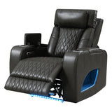 Taddeo Dark Gray Leatherette Power Motion Recliner