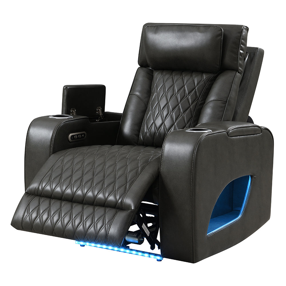 Taddeo Dark Gray Leatherette Power Motion Recliner