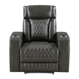 Taddeo Dark Gray Leatherette Power Motion Recliner