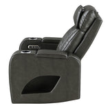Taddeo Dark Gray Leatherette Power Motion Recliner