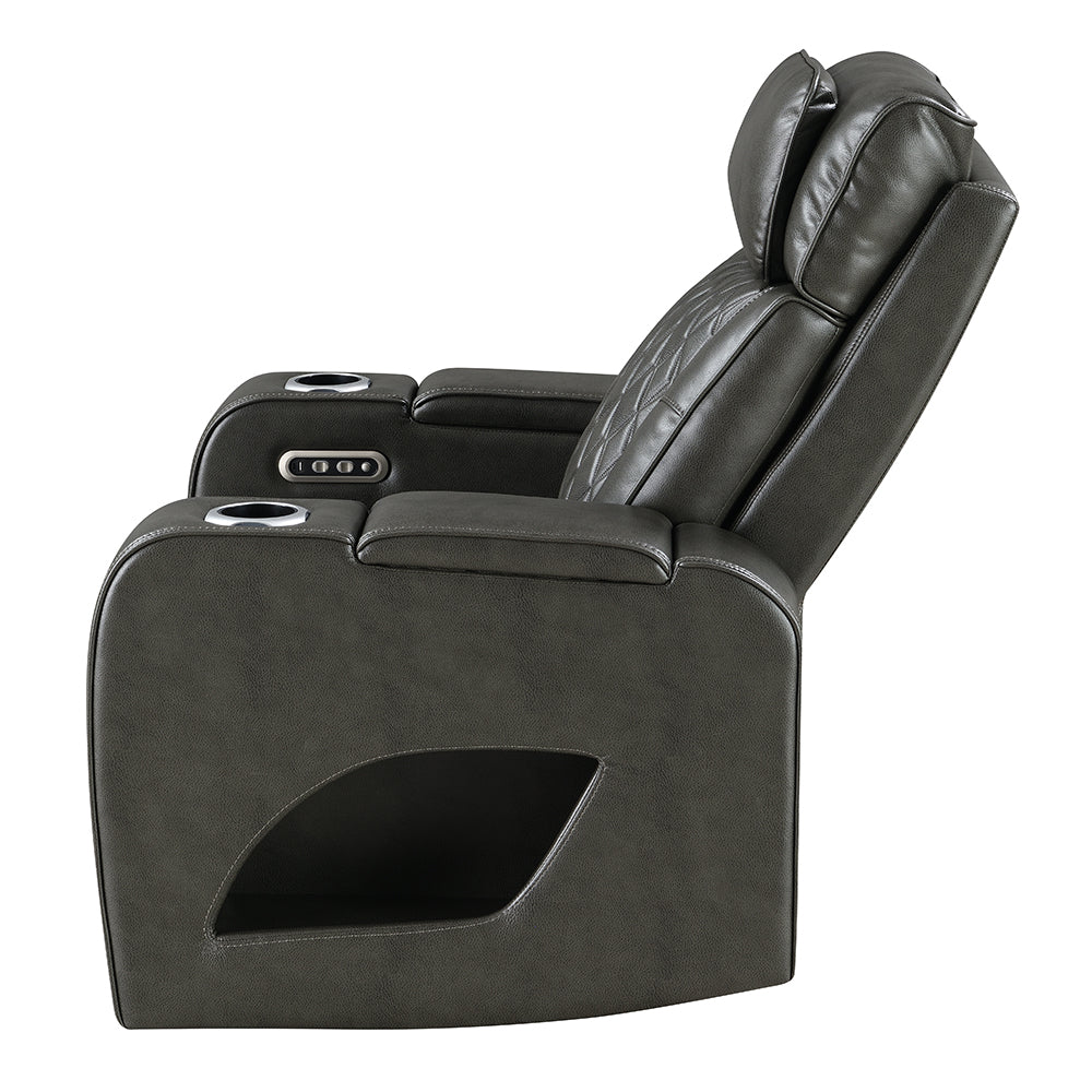 Taddeo Dark Gray Leatherette Power Motion Recliner