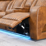 Taddeo Brown Power Motion Sectional Sofa Set W/Power Headrest, Massage & Led