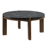 Estella Black/Walnut Coffee Table w/Marble Top
