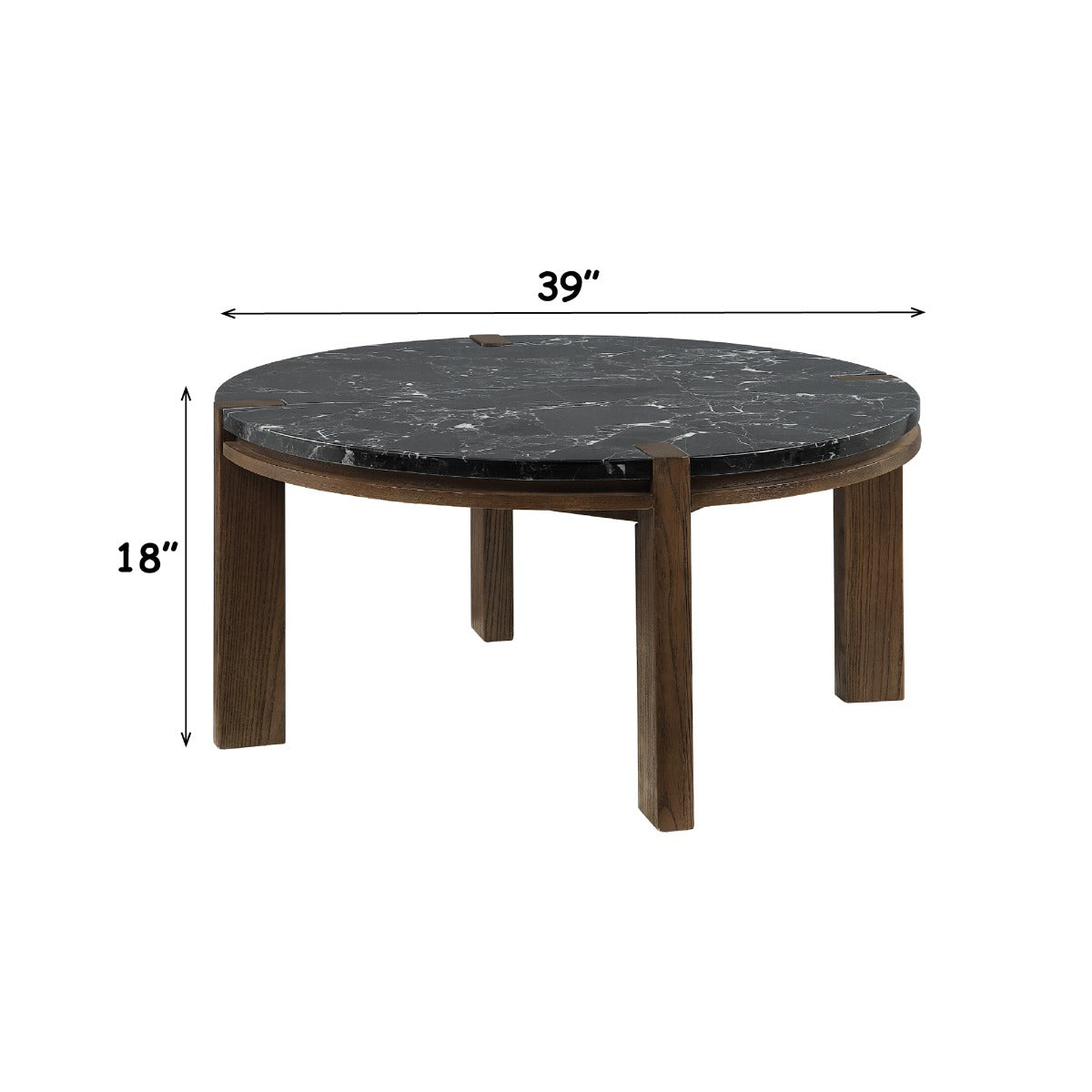 Estella Black/Walnut Coffee Table w/Marble Top
