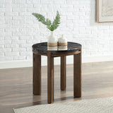 Estella Black/Walnut End Table w/Marble Top