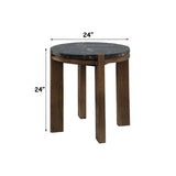 Estella Black/Walnut End Table w/Marble Top