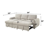 Nuriel Beige Reversible Sectional Sofa W/Sleeper & Storage