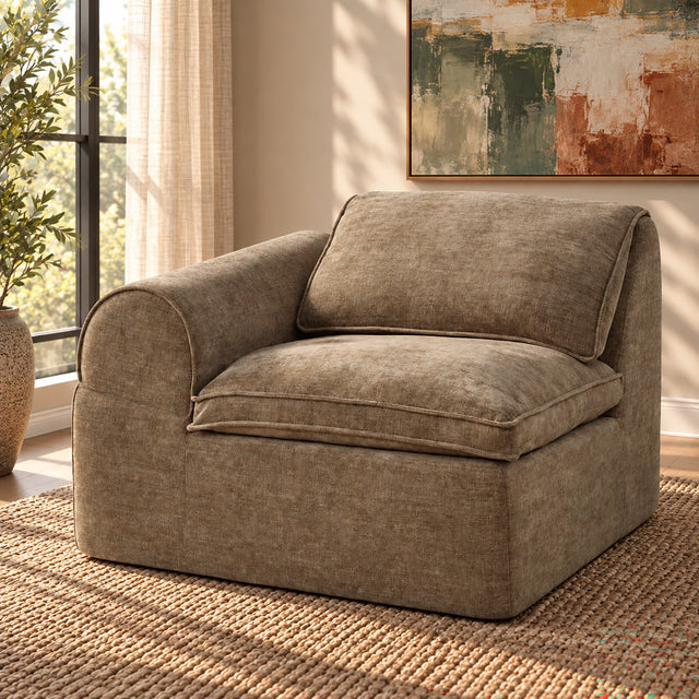 Almano Brown Modular - Left Facing Arm Chair