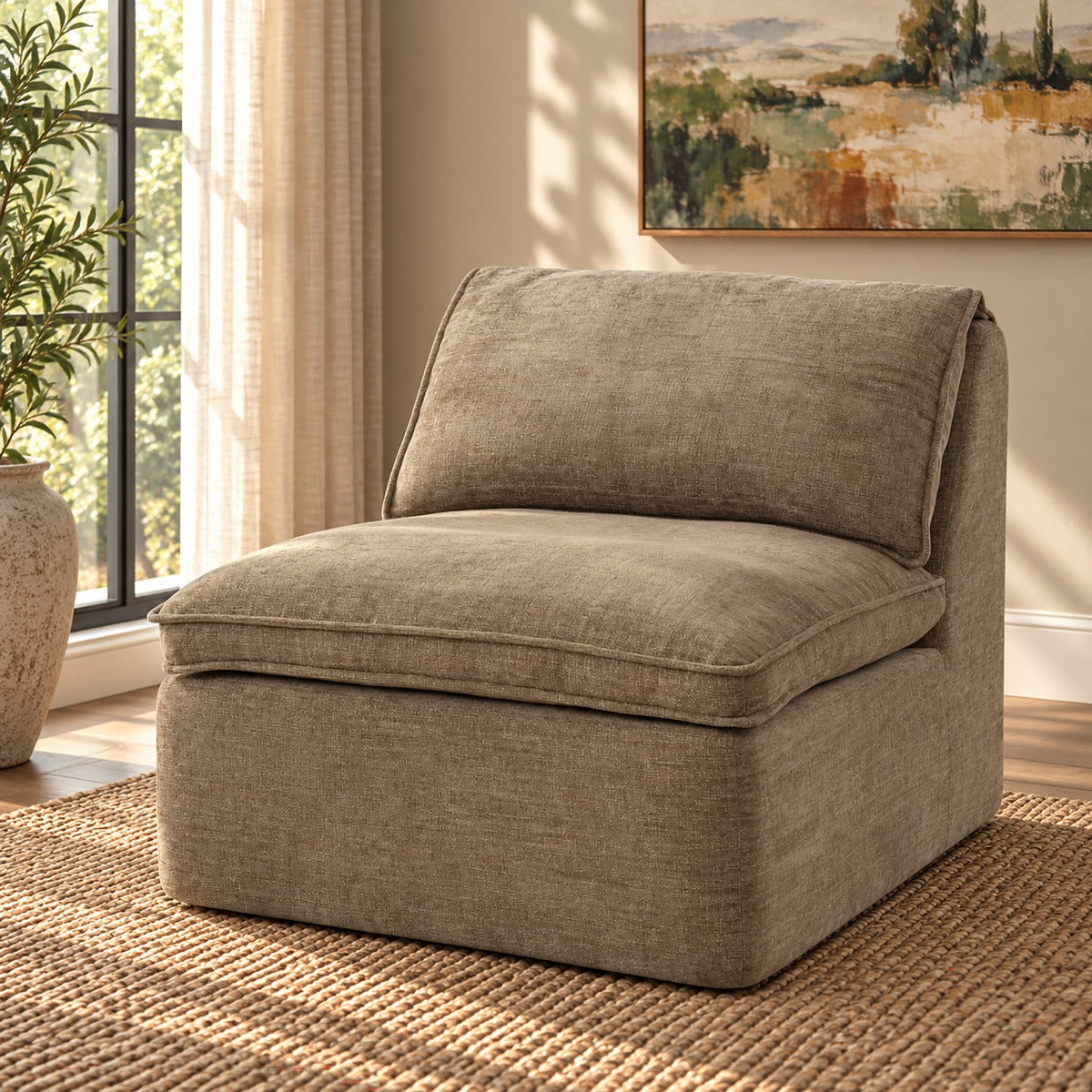 Almano Brown Modular - Armless Chair