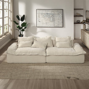 Jesse Beige Oversized Sofa W/6 Pillows