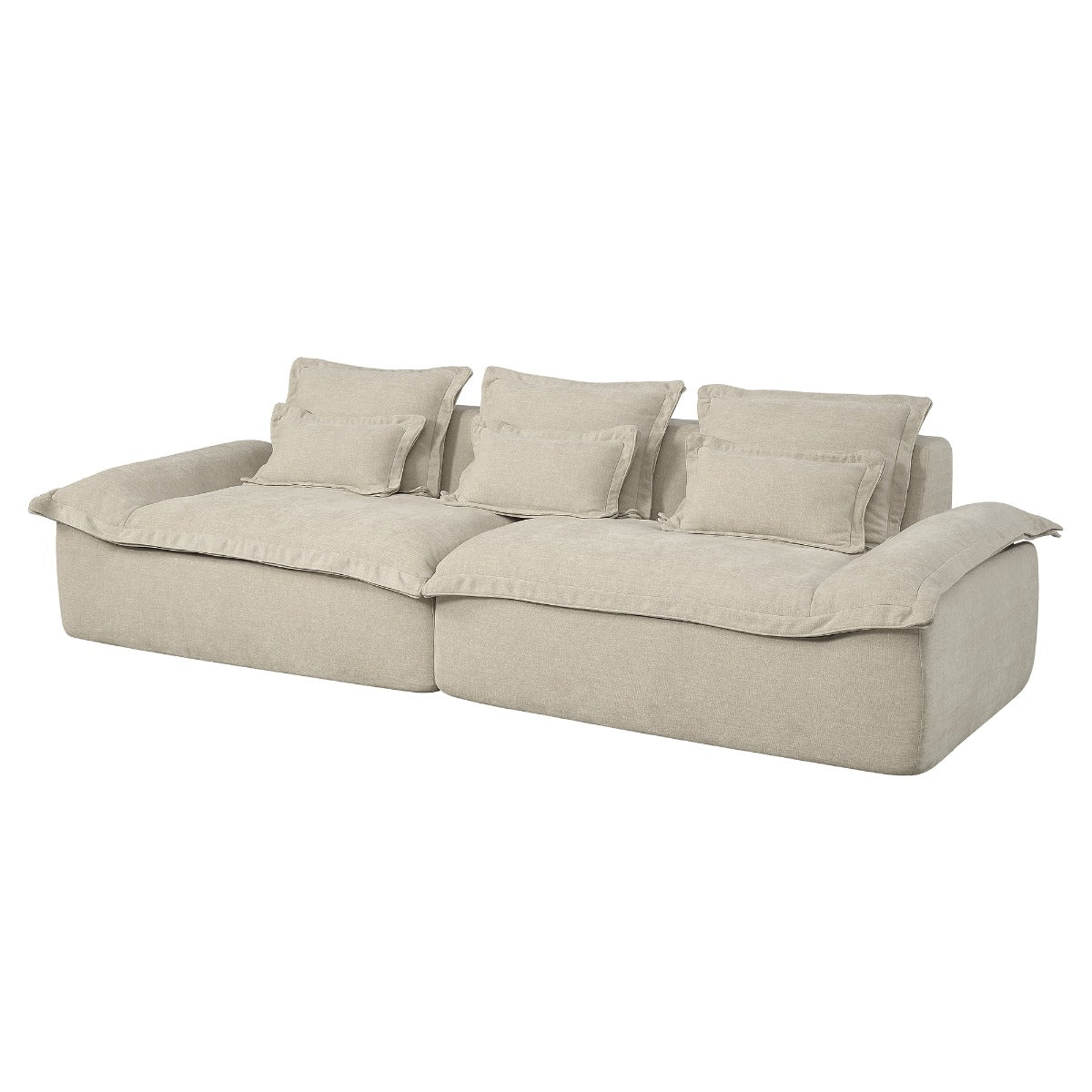 Jesse Beige Oversized Sofa W/6 Pillows