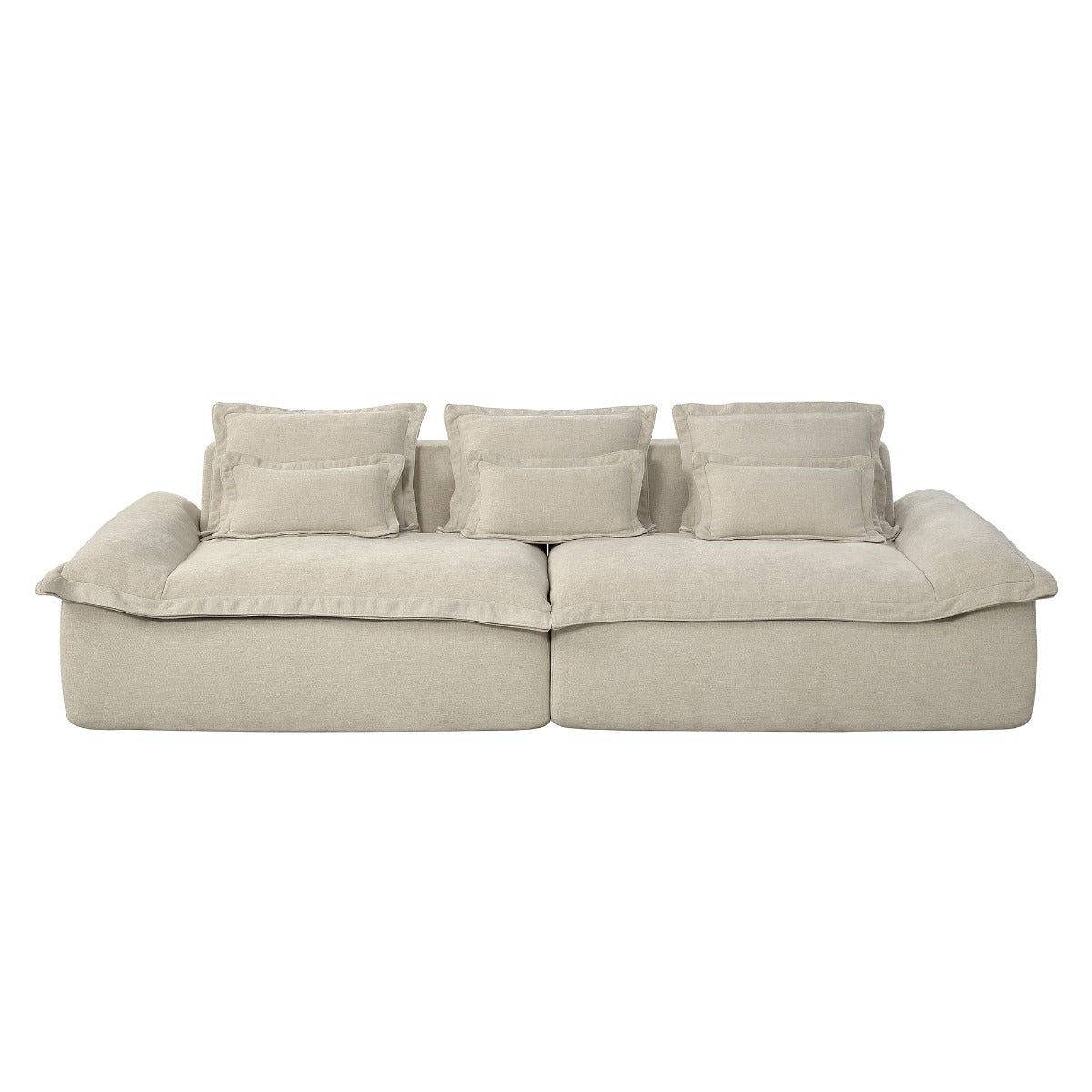 Jesse Beige Oversized Sofa W/6 Pillows