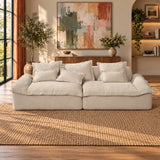 Jesse Beige Oversized Sofa W/6 Pillows