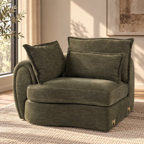 Leighton Green Modular - Left Facing Arm Chair W/3 Pillows