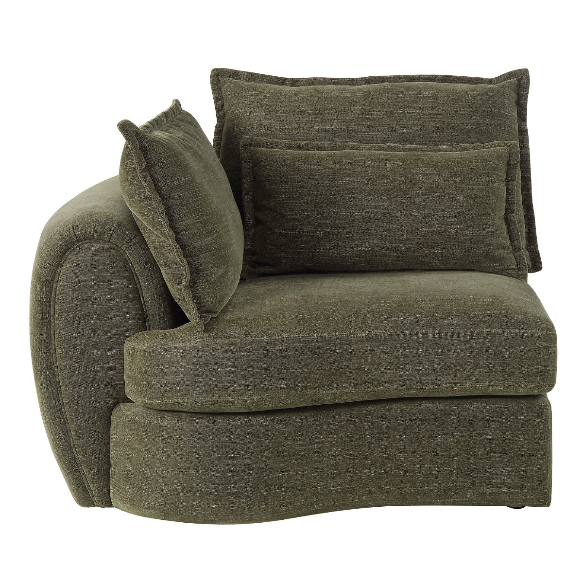 Leighton Green Modular - Left Facing Arm Chair W/3 Pillows