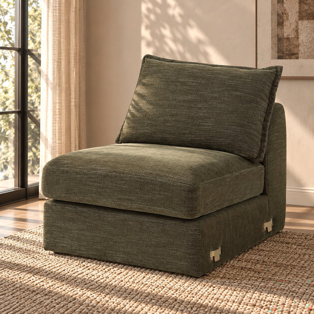 Leighton Green Modular - Armless Chair W/1 Pillow