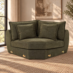 Leighton Green Modular - Wedge W/4 Pillows