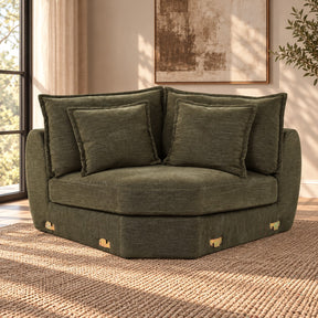 Leighton Green Modular - Wedge W/4 Pillows
