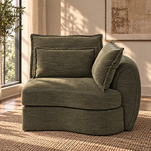 Leighton Green Modular - Right Facing Arm Chair W/3 Pillows