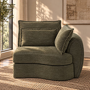 Leighton Green Modular - Right Facing Arm Chair W/3 Pillows