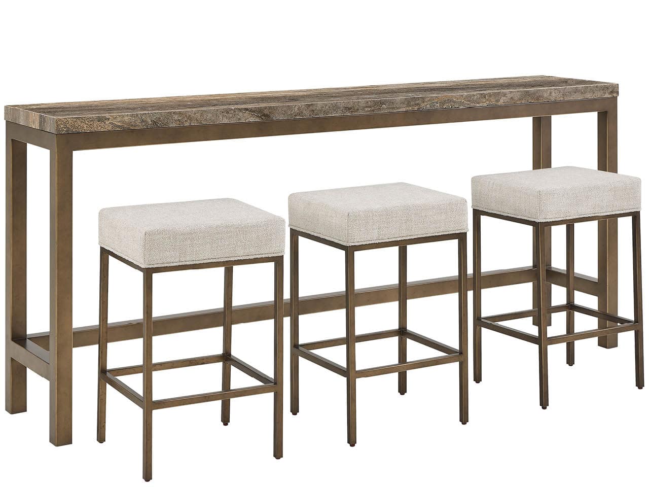 Birchaven Dark Gray/Smoked Gold/Yukon Sand Console w/ Stools