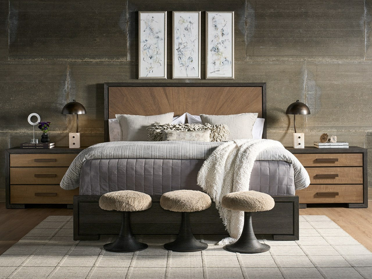Modern Veil/Haze Panel Bed Queen